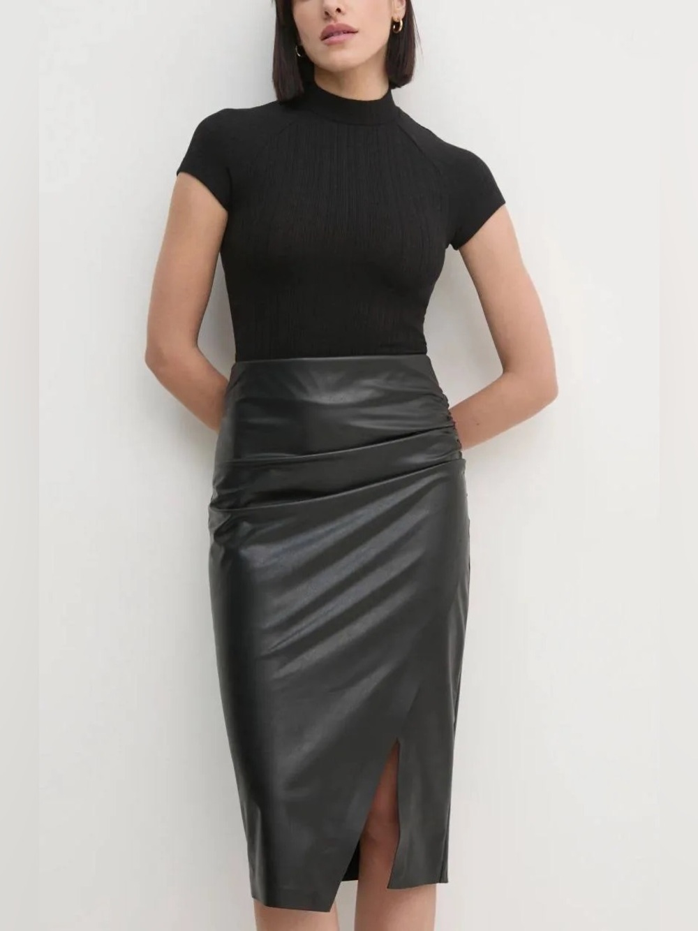 Leatherette Pull-On Pencil Skirt - Joseph Ribkoff
